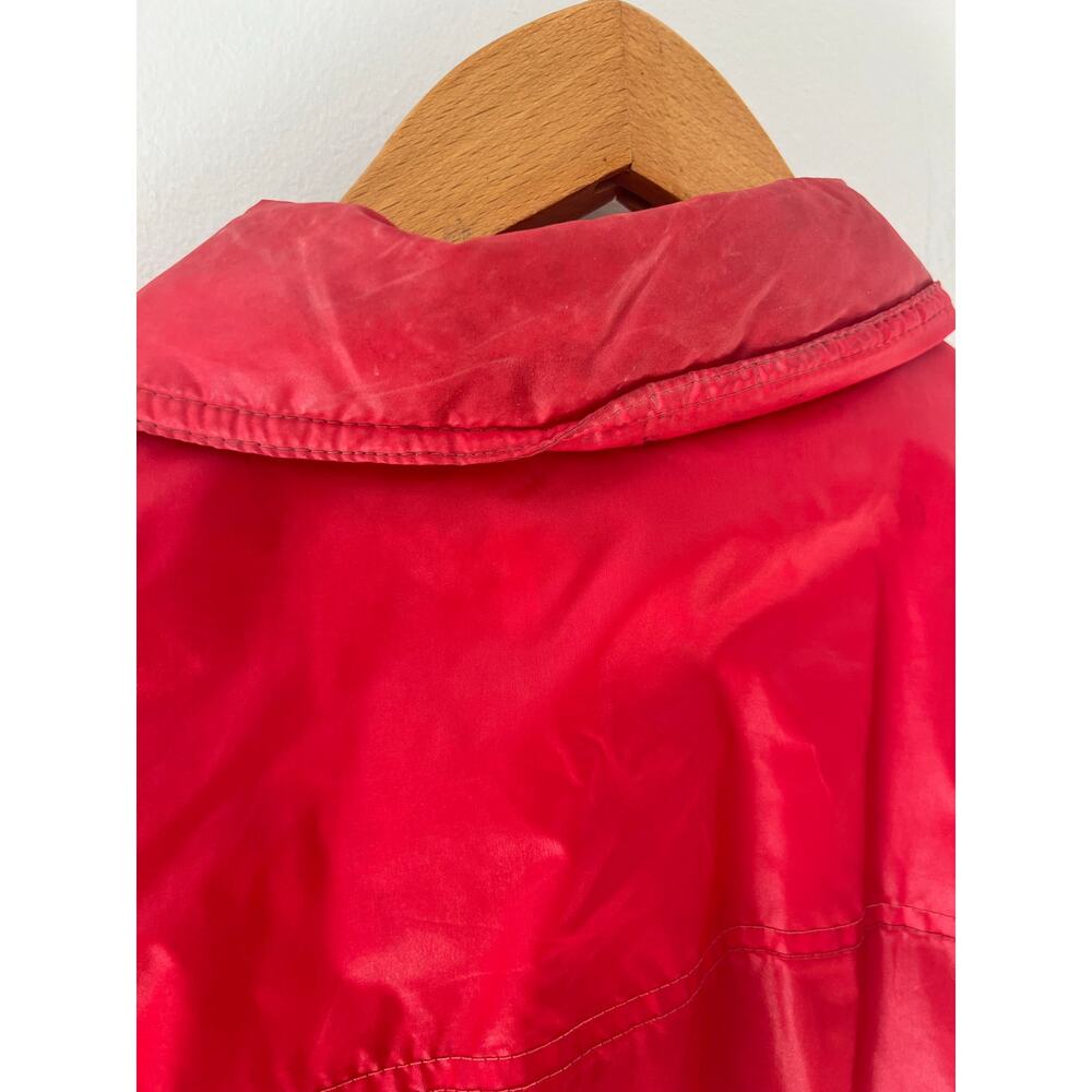 1970s Vintage Sportcastor Button Down Utility Rain Jacket True Red XL JL - Picture 10 of 11